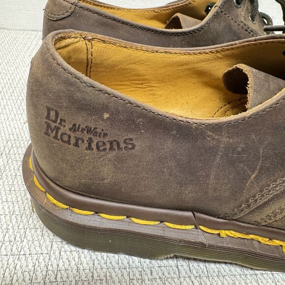 VTG DR MARTENS England AirWair Brown Leather Oxfords 4-Eye Lace-Up Shoes Kids 13 - Picture 4 of 11